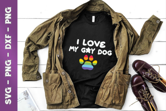 I Love My Gay Dog Heart Funny LGBT Graphics for T-Shirt Designs
