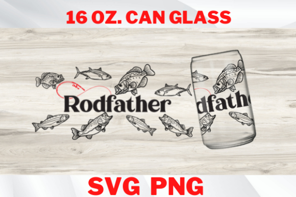 Rodfather Can Glass Wrap SVG, PNG File Graphics for Cans Amp