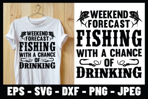 Weekend Forecast Fishing Funny Design: Graphics for Print Templates