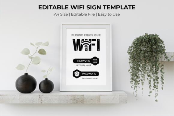 Wifi Sign Template Printable Wall Decor for Modern Graphics